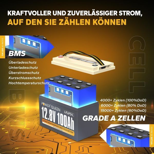 Аккумулятор LifePo4 100Ач 12,8V BMS PowerQueen (Германия) 2250787443 фото