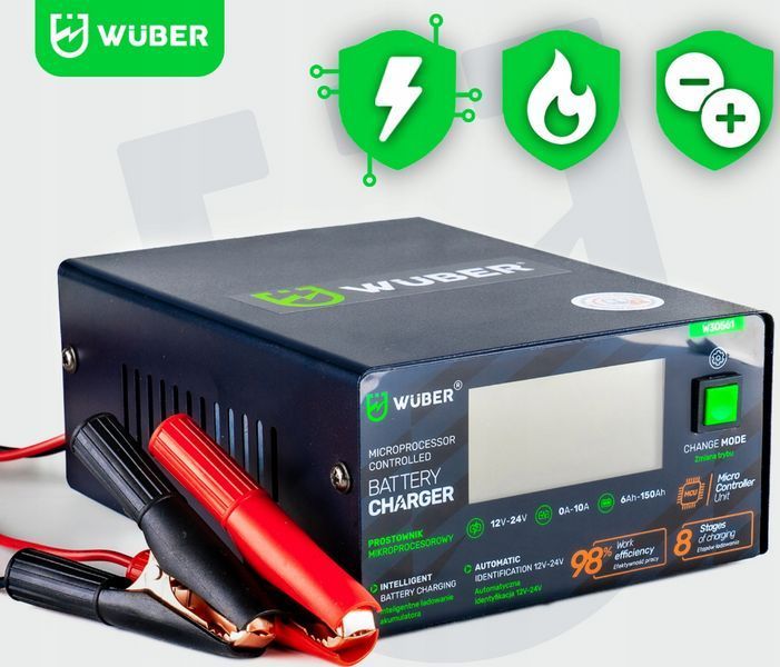 Зарядное устройство для аккумуляторов 12В и 24В 10А Wuber (Польша) 2349930119 фото