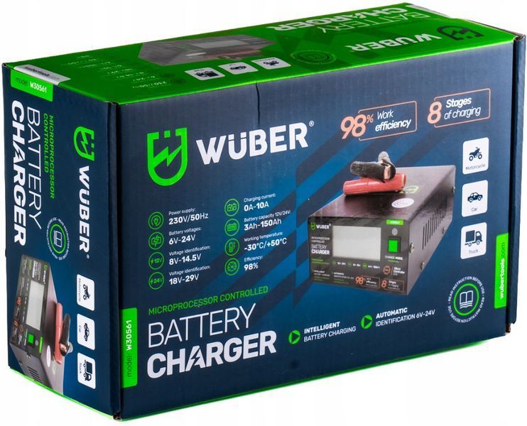 Зарядное устройство для аккумуляторов 12В и 24В 10А Wuber (Польша) 2349930119 фото