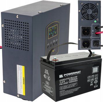 ДБЖ Powermat 1500VA 1200W чиста синусоїда + акумулятор AGM 100Ah (Польща) 1919668713 фото