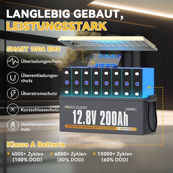 Аккумулятор LifePo4 200Ач 12,8V BMS PowerQueen (Германия) 2266221572 фото