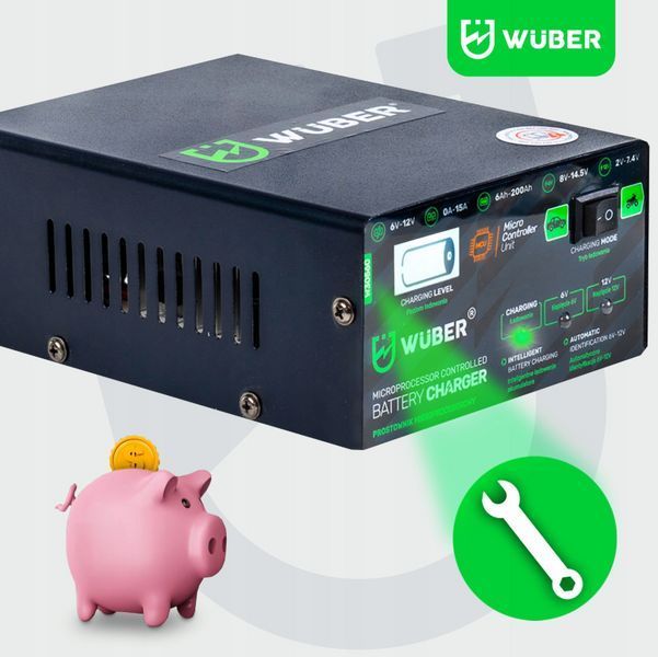 Зарядное устройство для аккумуляторов 6В и 12В 15А Wuber (Польша) 2441525118 фото