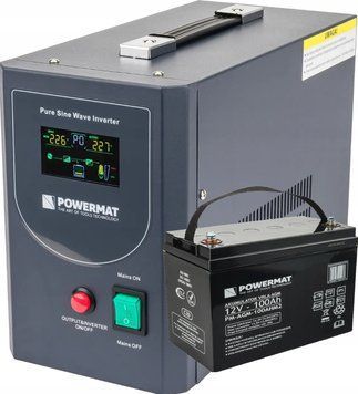 ИБП Powermat 500ВА 400Вт чистая синусоида + аккумулятор Powermat 12В 100Ач (Польша) 1999854993 фото
