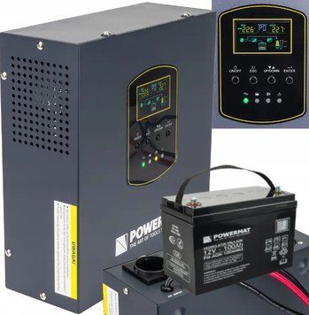 ИБП Powermat 1000ВА 800Вт чистая синусоида + аккумулятор Powermat 12В 100Ач (Польша) 1999872103 фото