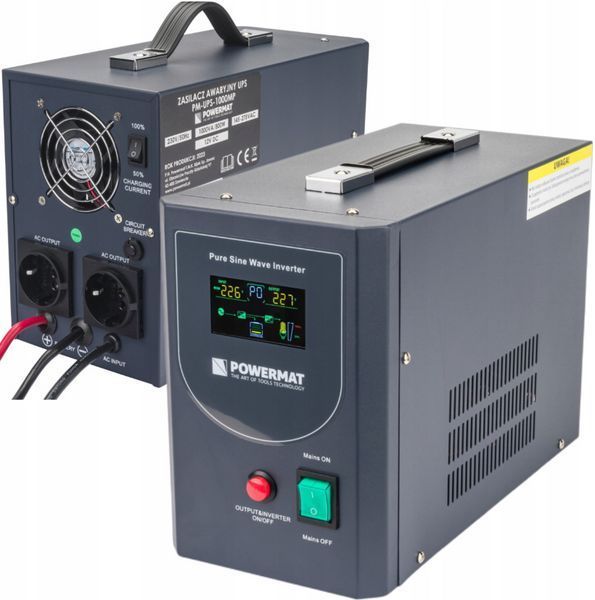 ИБП Powermat 1000ВА 800Вт чистая синусоида + аккумулятор Powermat 12В 100Ач (Польша) 1999892345 фото