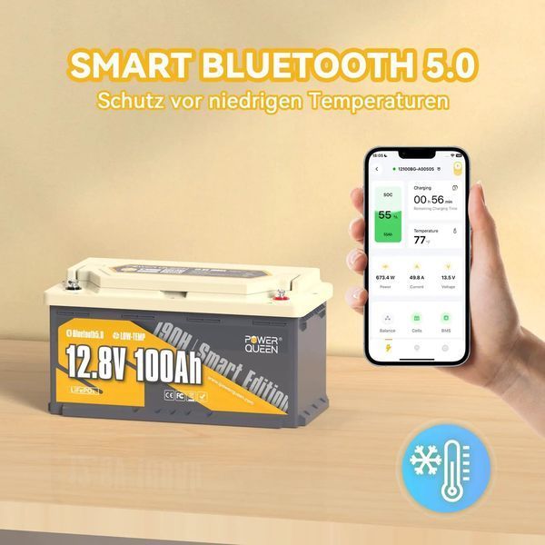 Аккумулятор LifePo4 100Ач 12,8V Smart Bluetooth BMS PowerQueen (Германия) 2283966275 фото