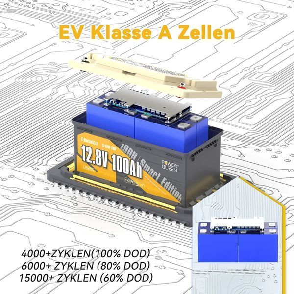 Аккумулятор LifePo4 100Ач 12,8V Smart Bluetooth BMS PowerQueen (Германия) 2283966275 фото