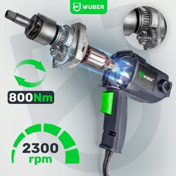 Гайковерт електричний ударний 2200Вт 1/2" 800нм Wuber (Польща) 2295453231 фото