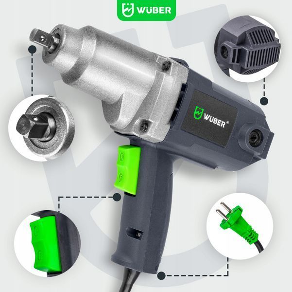 Гайковерт електричний ударний 2200Вт 1/2" 800нм Wuber (Польща) 2295453231 фото